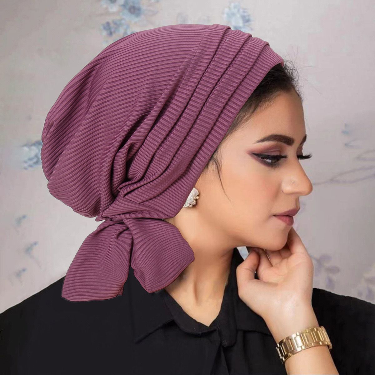 Pleated Wrap-Style Turban – Sleek | Breathable | Tie-Back Design