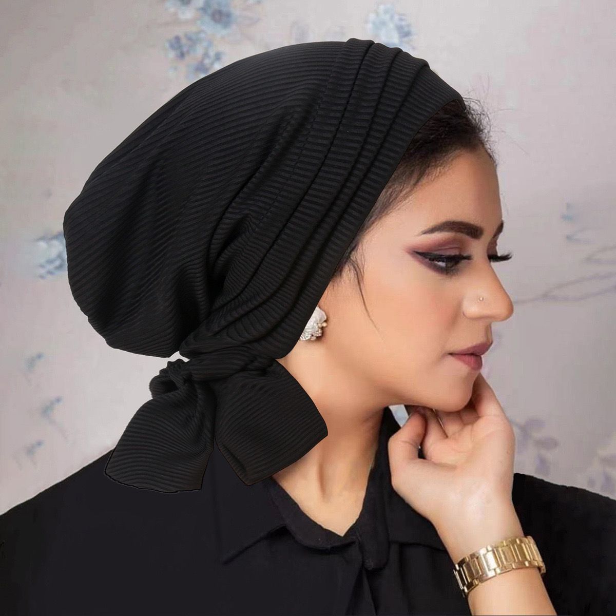 Pleated Wrap-Style Turban – Sleek | Breathable | Tie-Back Design