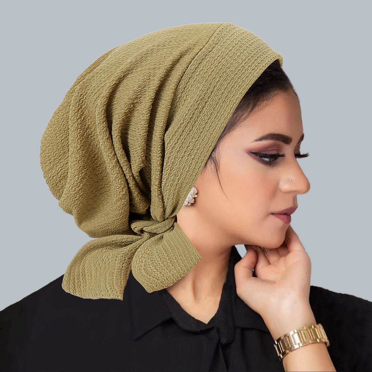 Pleated Wrap-Style Turban – Sleek | Breathable | Tie-Back Design