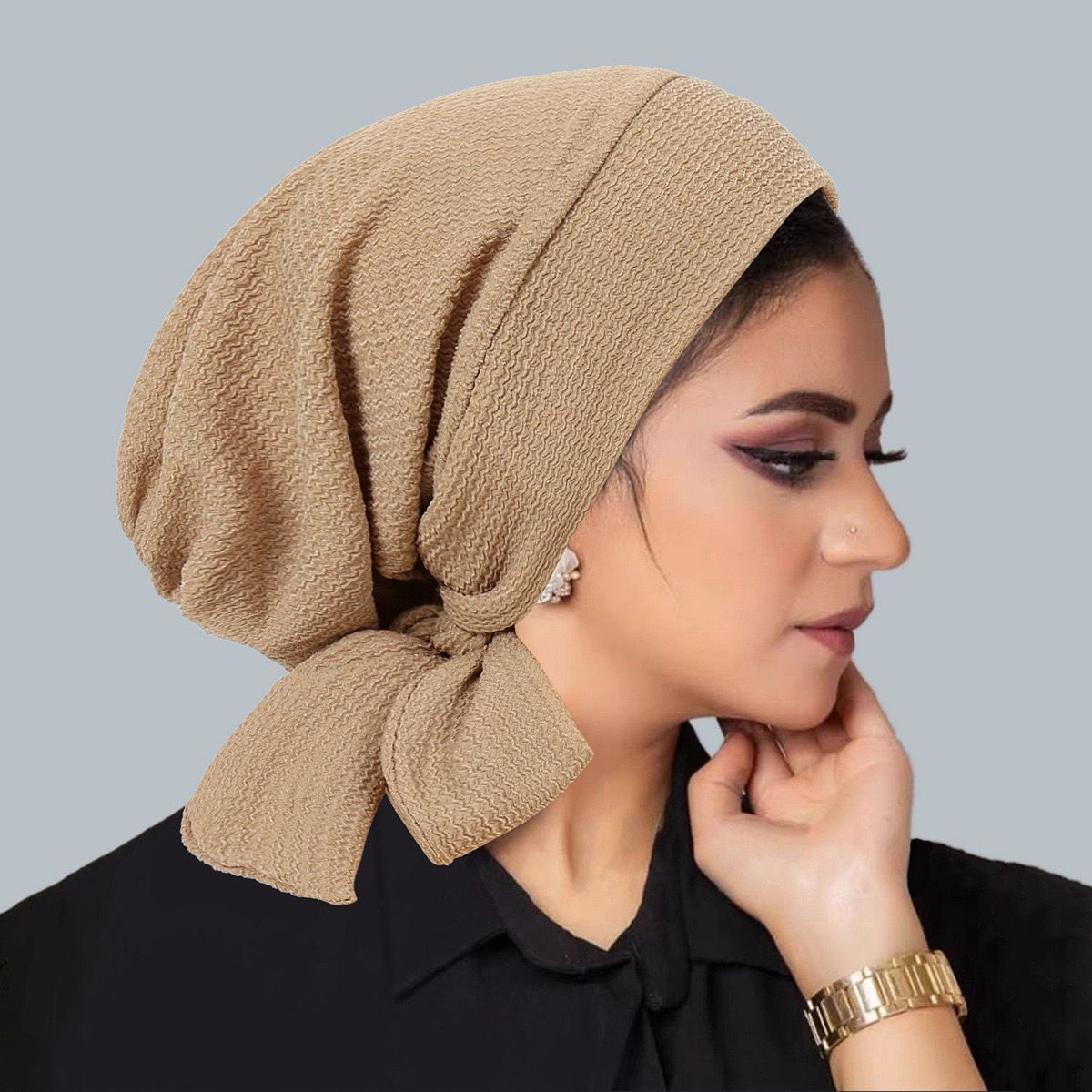 Pleated Wrap-Style Turban – Sleek | Breathable | Tie-Back Design