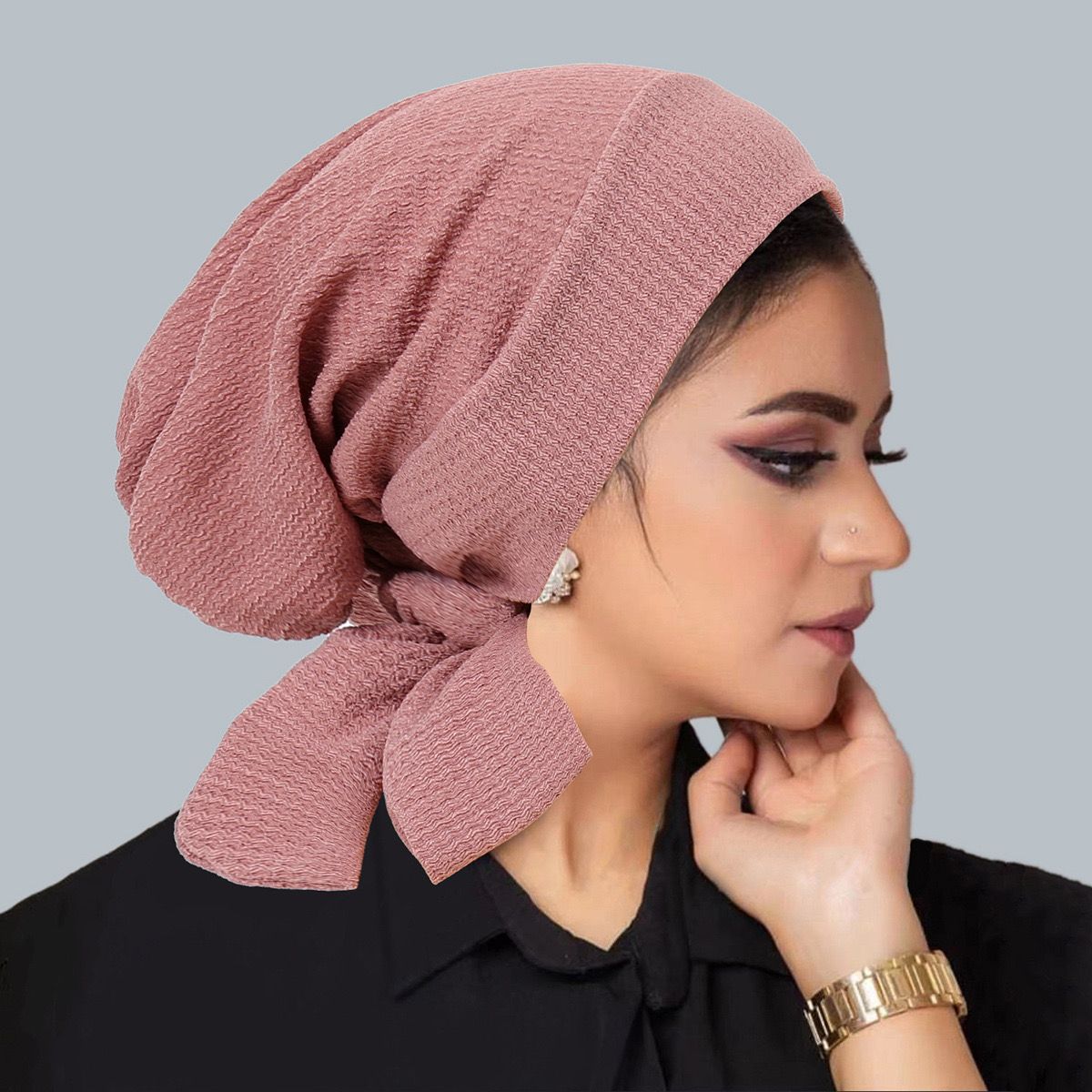 Pleated Wrap-Style Turban – Sleek | Breathable | Tie-Back Design