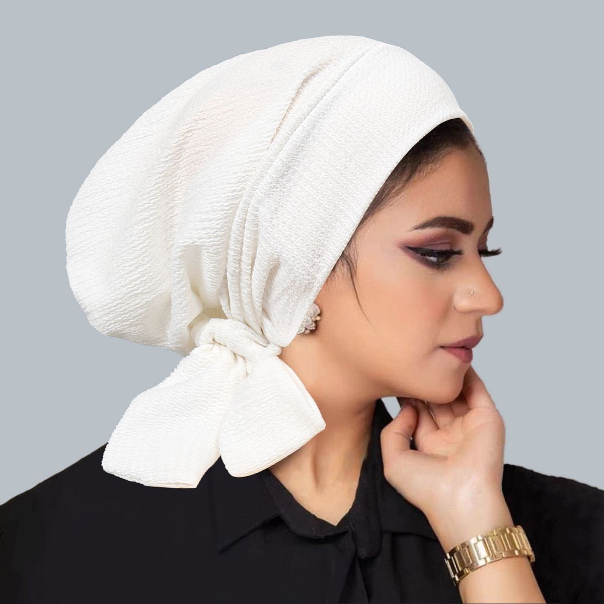 Pleated Wrap-Style Turban – Sleek | Breathable | Tie-Back Design
