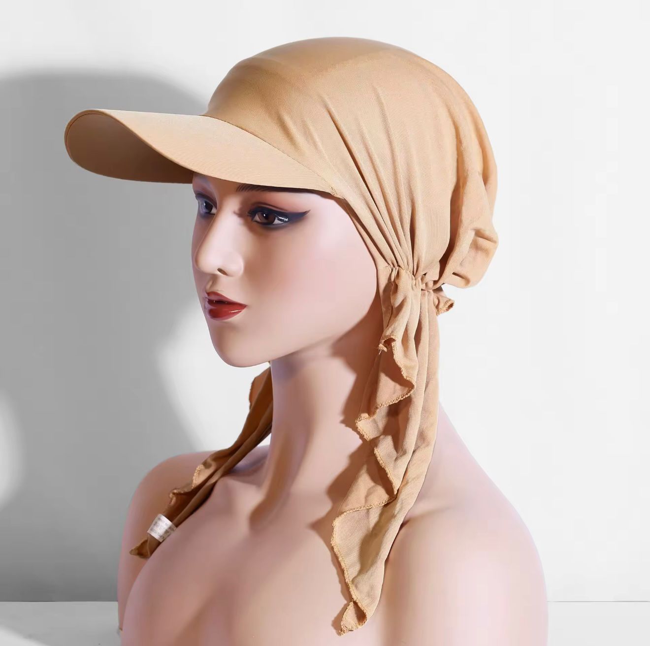 Sun Visor Hijab – Breathable Tie-Back Cap
