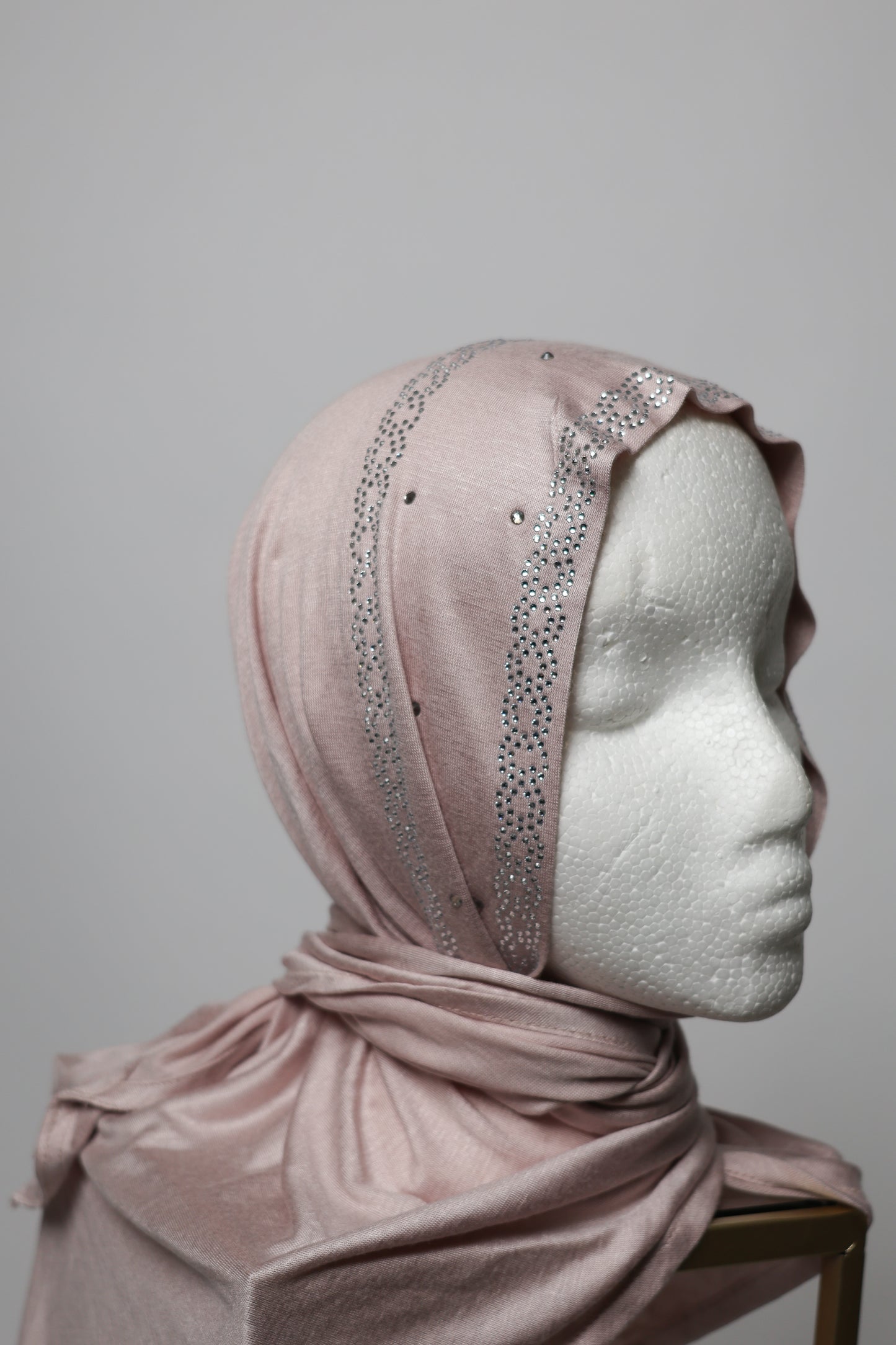 Kuwaiti Style Triangle Shape Hijab With Swarovski Crystal Outline