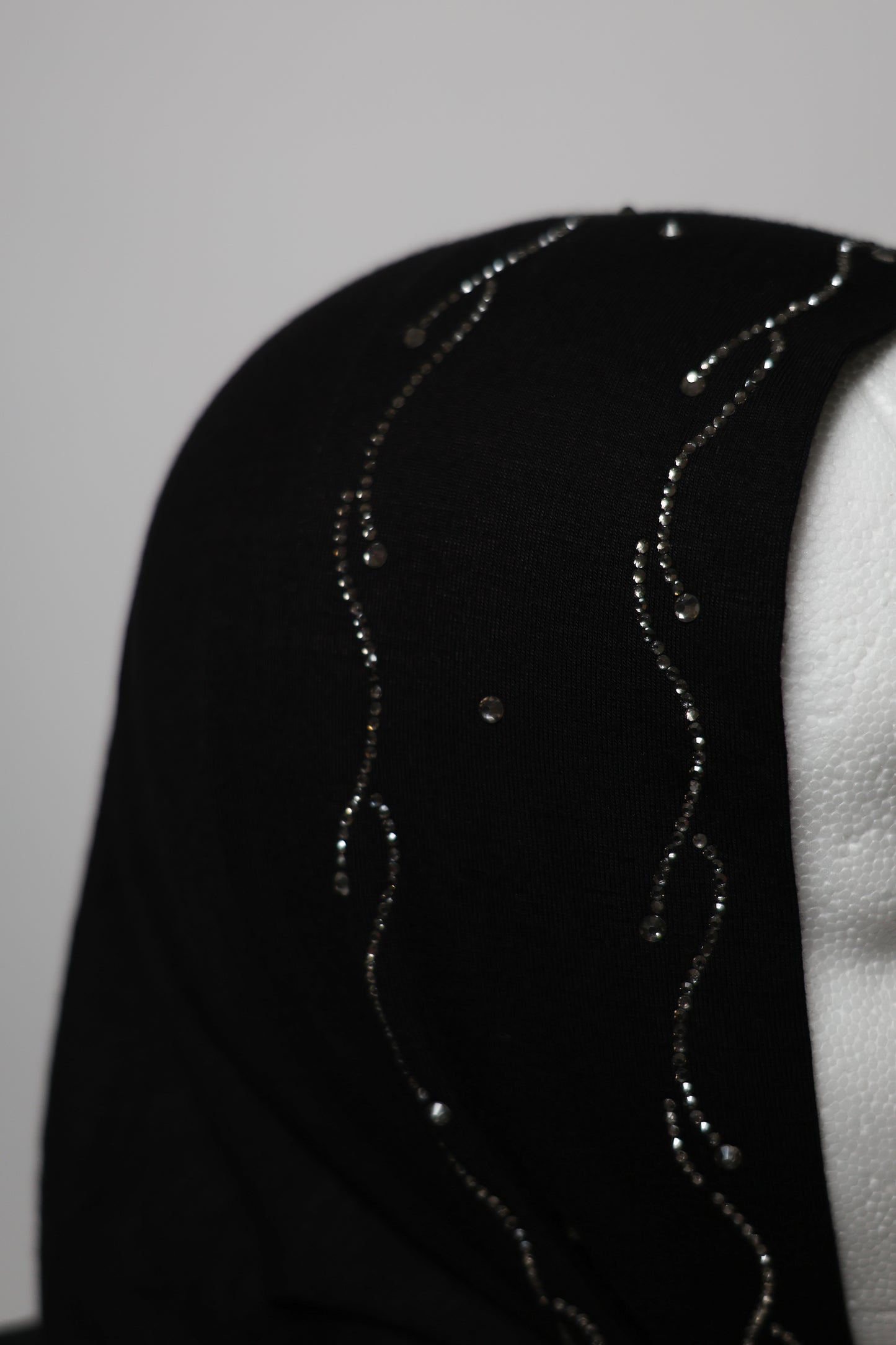 Kuwaiti Style Triangle Shape Hijab With Swarovski Crystal Outline