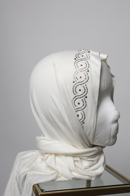Kuwaiti Style Triangle Shape Hijab With Swarovski Crystal Outline