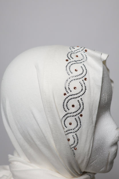 Kuwaiti Style Triangle Shape Hijab With Swarovski Crystal Outline
