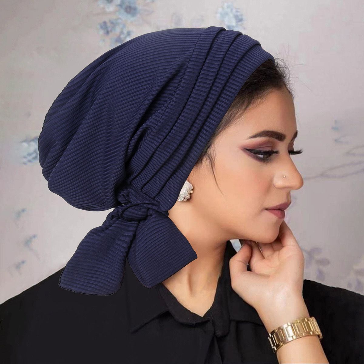 Pleated Wrap-Style Turban – Sleek | Breathable | Tie-Back Design