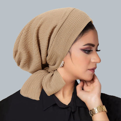Pleated Wrap-Style Turban – Sleek | Breathable | Tie-Back Design