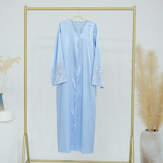 Pearl Embroidered Satin Abaya – Luxe Collection